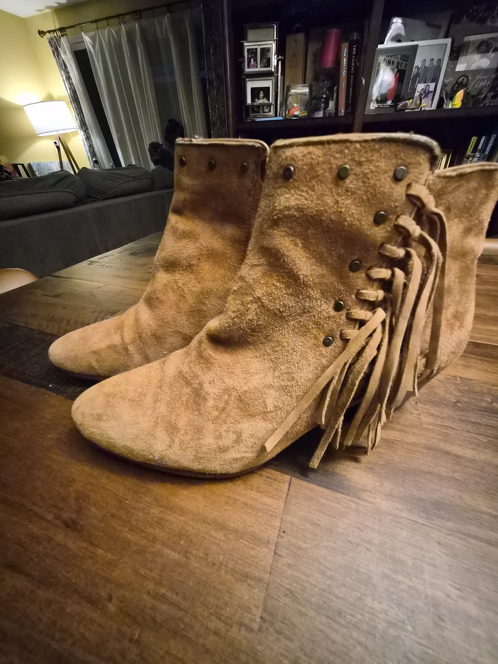 Sam Edelman Tan Suede Fringe Ankle Boots - Women
